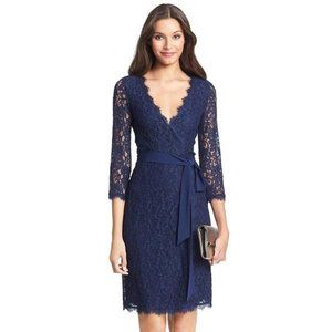Diane Von Furstenberg Royal Blue Lace Wrap Dress